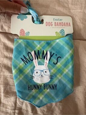 Mommy's Hunny Bunny Plaid Dog Bandana - Blue & Green